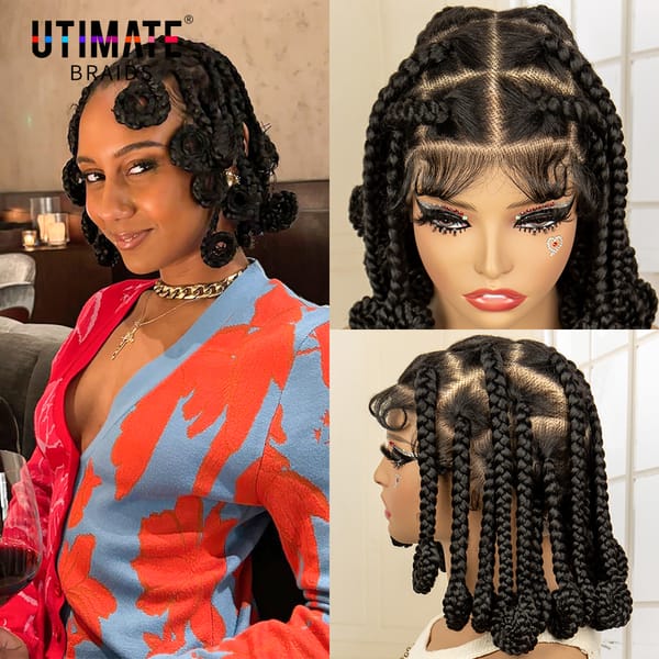 Box Braided Wigs Full Lace Bantu Braid Wig Premium Quality 14 Inches Short Luxurious Box Braided Wigs with Baby Hair