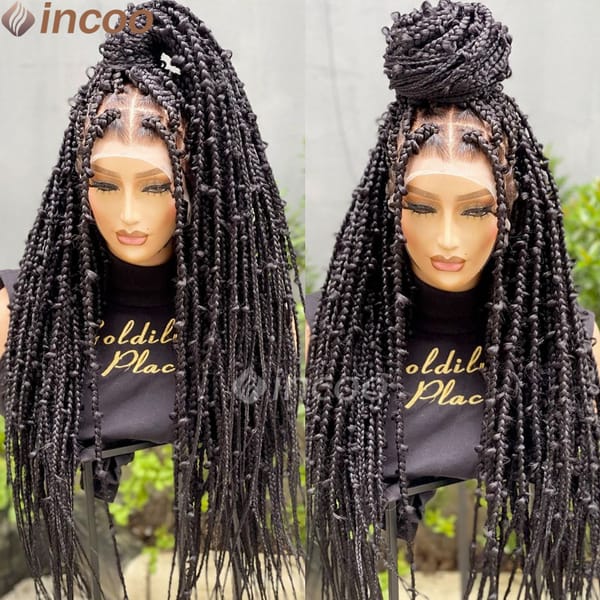 Synthetic Full Lace Braided Wig Butterfly Locs Jumbo Box Braided Wigs with Baby Hair for Women Full Lace Wig  Knotless Box Wigs
