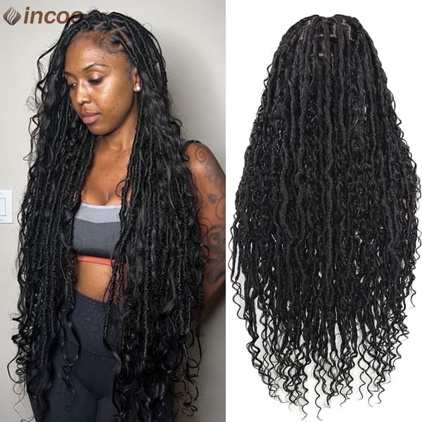 Synthetic Long Goddess Boho Braided Full Lace Front Wigs Highlight Blonde knotless Box Braids with Curly hair Twisted Braids Wig