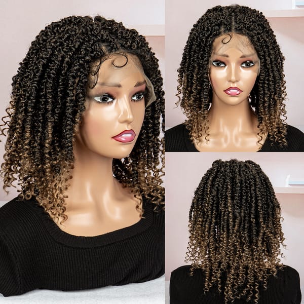 Dreadlocks Braided Wigs Lace Front Braided Wigs Short Box Braided Wigs for Women with Baby Hair Ombre Lace Braids Wigs