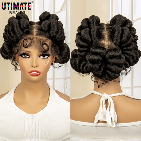 Afro Bantu Braided Wigs for Black Women Synthetic Full Lace Knotless Box Braiding Wig with Baby Hair Lace Frontal Braids Wig