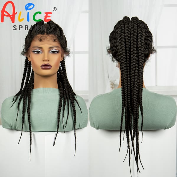 24 Inch Synthetic High Ponytail Braided Wigs Natural Cornrow Braids Wig With Baby Hair For Black Women Lace Ftont Braiding Hair