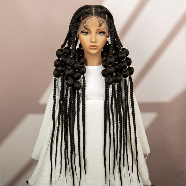 Synthetic Full Lace Braided Wigs with Baby Hair Bantu Braided Wigs Synthetic Box Braids Wigs for Black Women 40 Inches