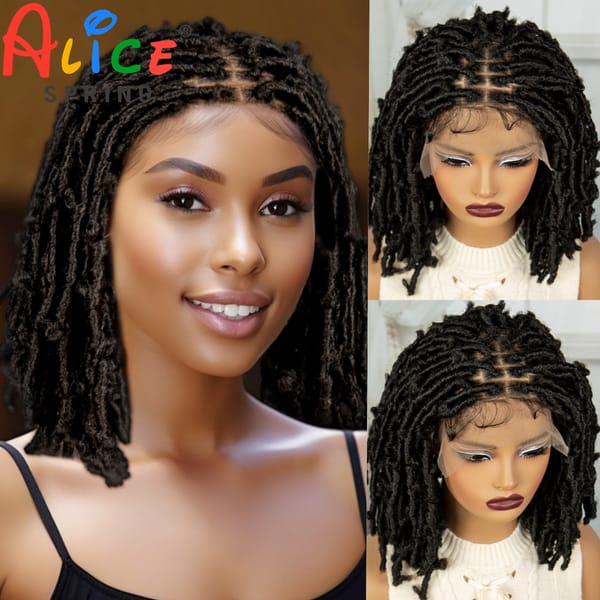 Synthetic Dreadlocks Braided Bob Wigs Crochets Braids Wig Butterfly Locs Crochet Hair Wig Lace Front Braiding Hair Wig for Women