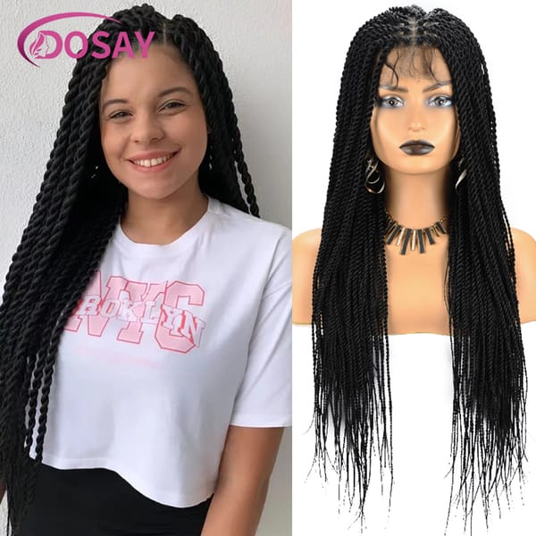 Dosay Braided Wigs Synthetic Braids Hair Wig For Black Women Twist Braids Box Braid Wig Full Lace Wig Braiding Lace Front Hair