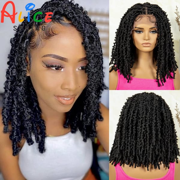 Synthetic Lace Front Braided Wigs Dreadlocks Braided Lace Wig for Black Women Knotless Box Braiding Hair Natural Short Bob Wigs